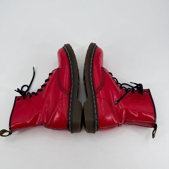 Dr Doc Martens Red Combat Boots Women’s 8 39 FLAWS - Picture 6 of 7